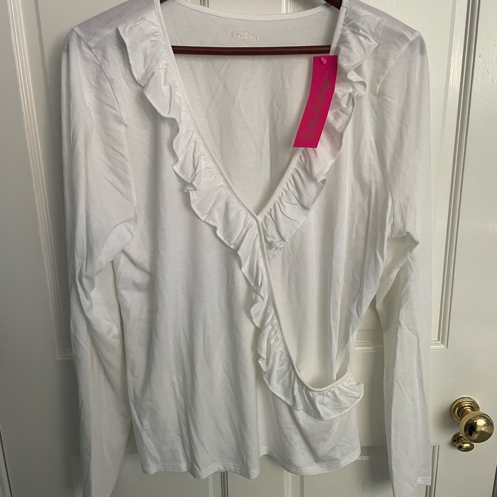 Lilly Pulitzer White Ruffled Blouse